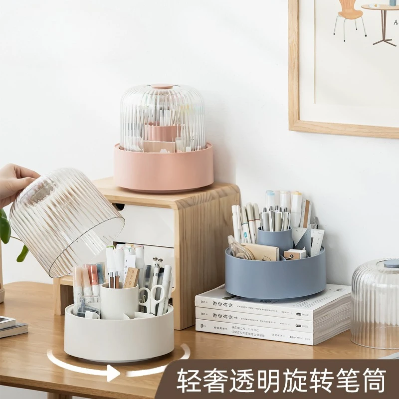 

Простой и вращающийся держатель для ручек большой емкости, настольный ящик для хранения, держатель для студенческих ручек, хранилище офисных канцелярских принадлежностей