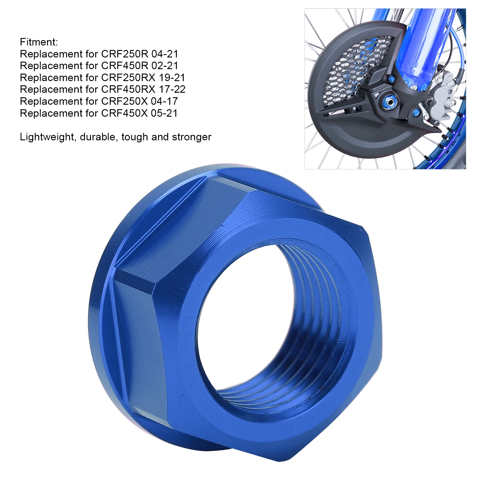 Motorcycle Front Wheel Axle Screw Nut M16x1.5 Replacement for Honda CRF250R/CRF450R/CRF250RX Wheel Axle Bolt Nut view 3