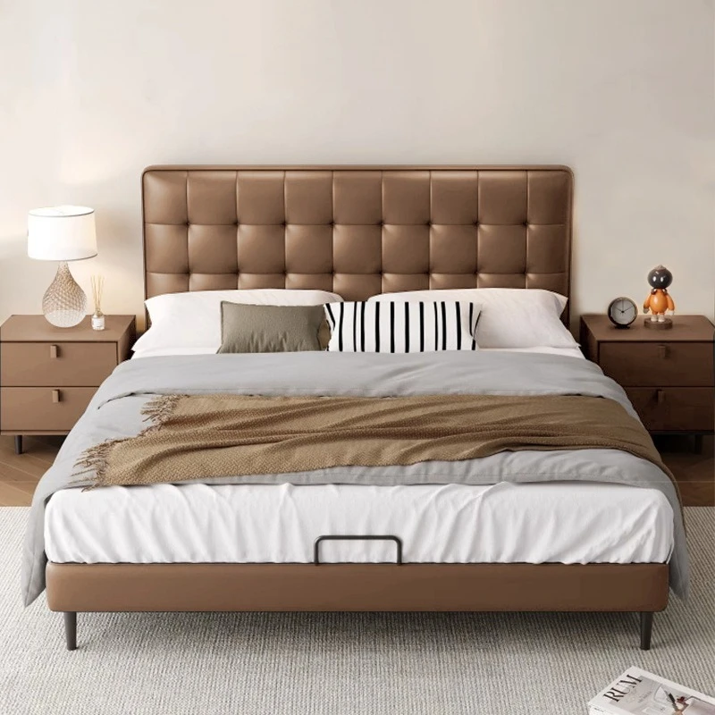 minimalist Italian bed Modern minimalist thin flush edge bed Double master bedroom kingsize base de cama queen Home furniture