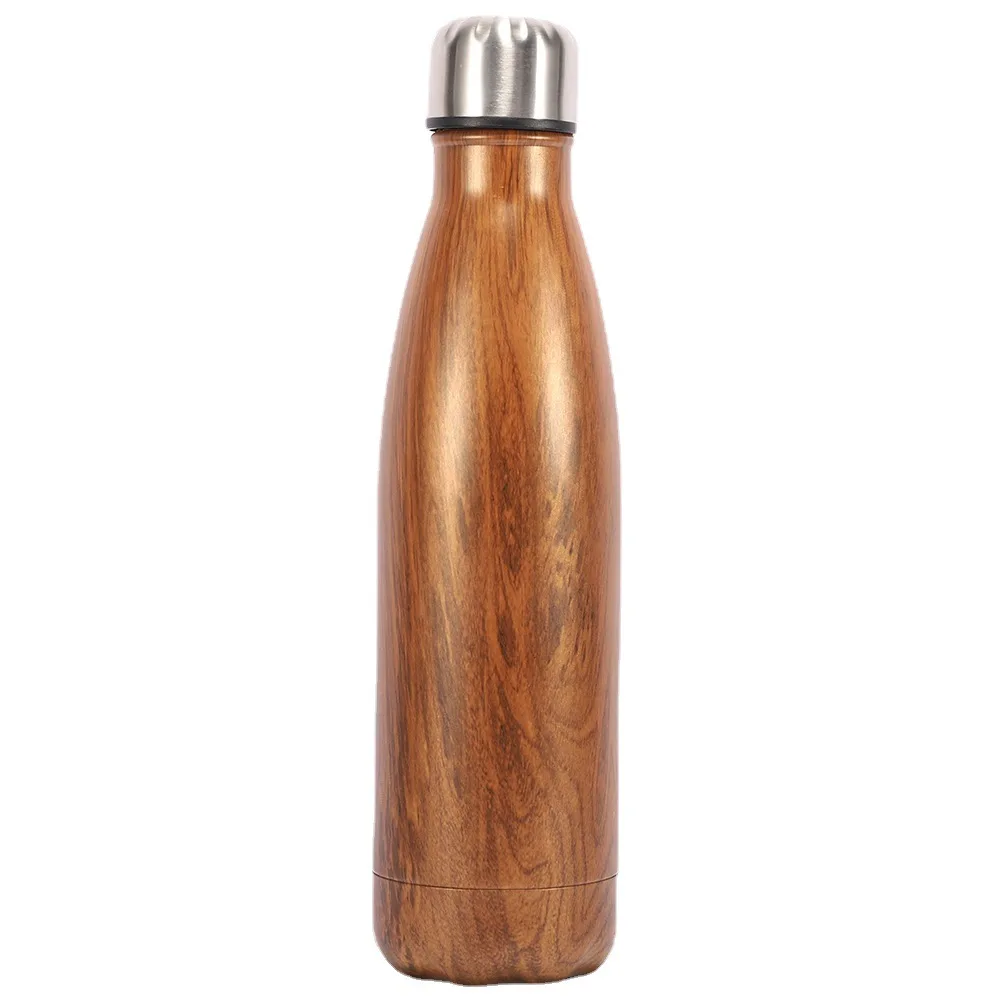 

Stainless Steel Thermos Cup, Coke Bottle, Wood Grain, Outdoor Travel, Water Bottle, Insulation Cup, 500ml