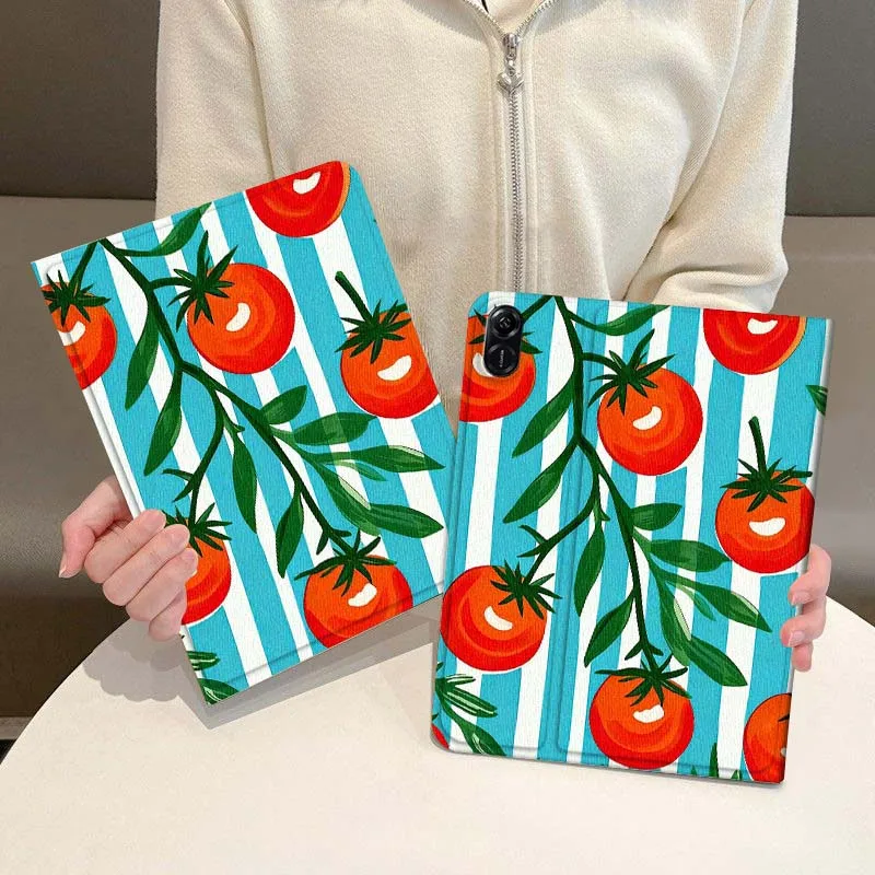 

Tomato Stripe Pattern Case For Honor Magic Pad 6 7 X8 V6 V7 Pro V8 X9 8 V8 9 13 X8a 2 V9 GT X9a X9 GT2 13.3 Inch Tablet