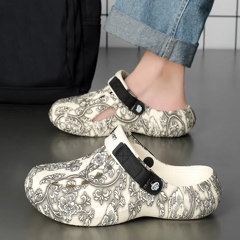 2025 الصيف الرجال الصنادل أحذية الحديقة المنزلية الجديدة مريحة وخفيفة الوزن شبشب رجالي عدم الانزلاق لينة أسفل الوجه بالتخبط الصنادل #3