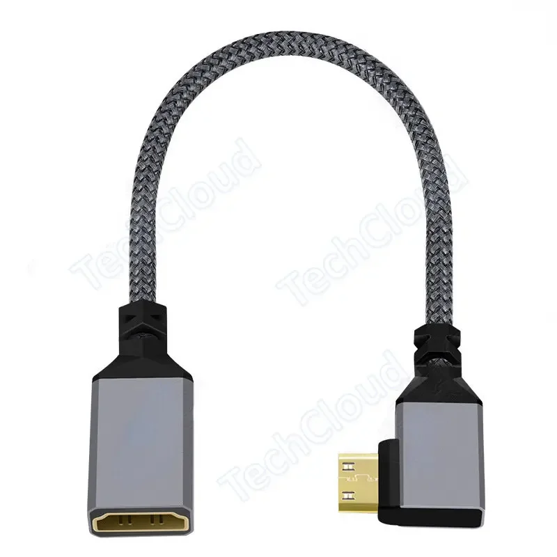 4K Mini hdmi to HDMI-compatible Female Elbow short cable.HD mini to standard Video Conversion, Used To Connect Camera