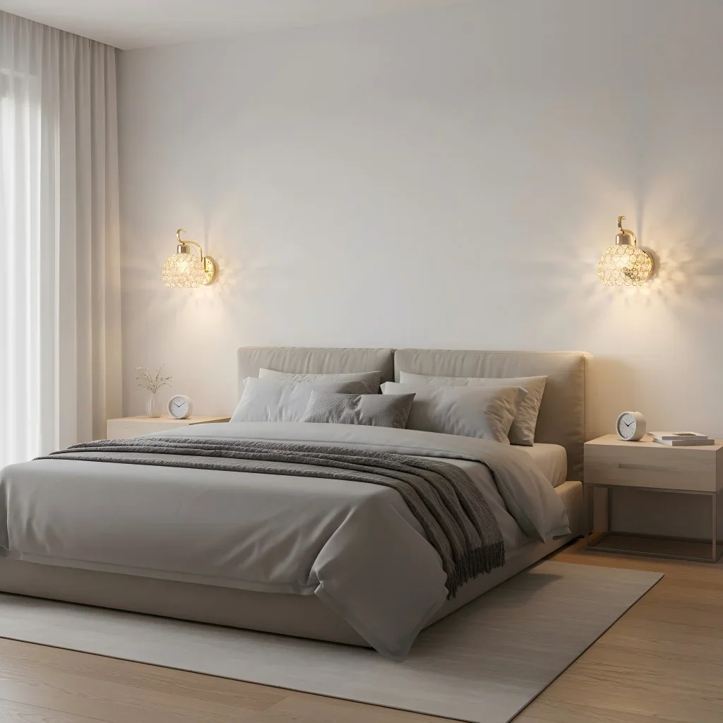 Crystal bedside lamp LED wall lamp Bedroom modern minimalist corridor wall lamp Corridor staircase Living room European style la