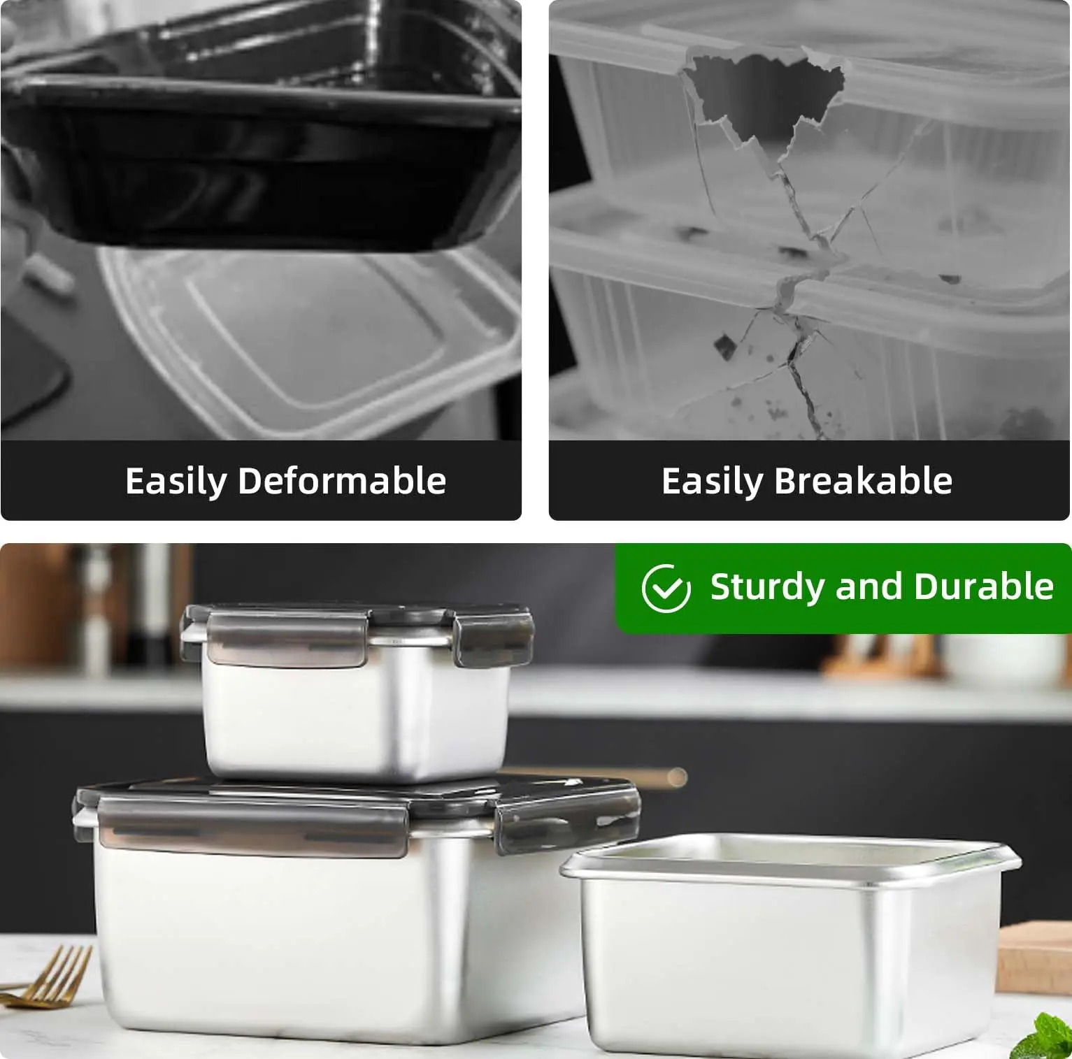 316 Stainless Steel Fresh-keeping Box with Exhaust Valve LFGB Certified Fruit Fresh-keeping Fridge Box Good Airtight Container - view 3