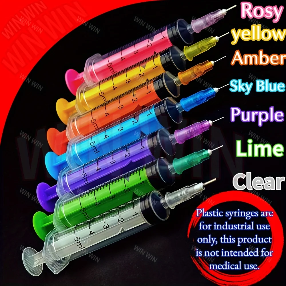 5ml Creative Glue Applicator Color Industrial Lab Syringe for Flat Beads and Crafts Color Perfume Dispensing Lab Dispensin