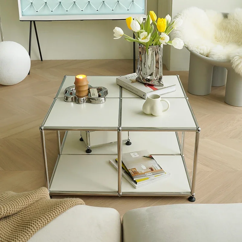 

Medieval stainless steel USM coffee table Modern simple ins small apartment household living room coffee table