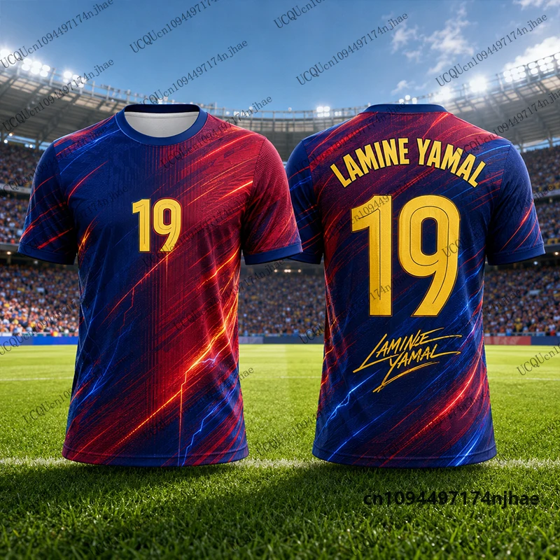 Neues 2027 Special Yamal Nr.19 Bedrucktes Fußballtrikot Herren T-Shirt Sommer Sport Schnelltrocknend O-Ausschnitt Tees Lässige Kinder-/Erwachsenen-Oberteile – Detail 8