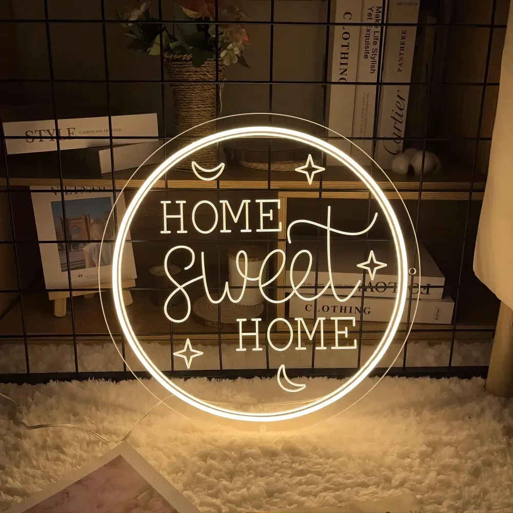 Home Sweet Home Neon Sign Grave Personal Led Luminous Letters For Bedroom Decoration Neon Lamps on The Wall Support Customized