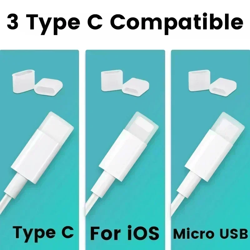 Waterproof Data Cable Dust Plug Protective Cover for Apple IOS Type C Micro USB Silicone Anti-dust Protectors Caps for USB A