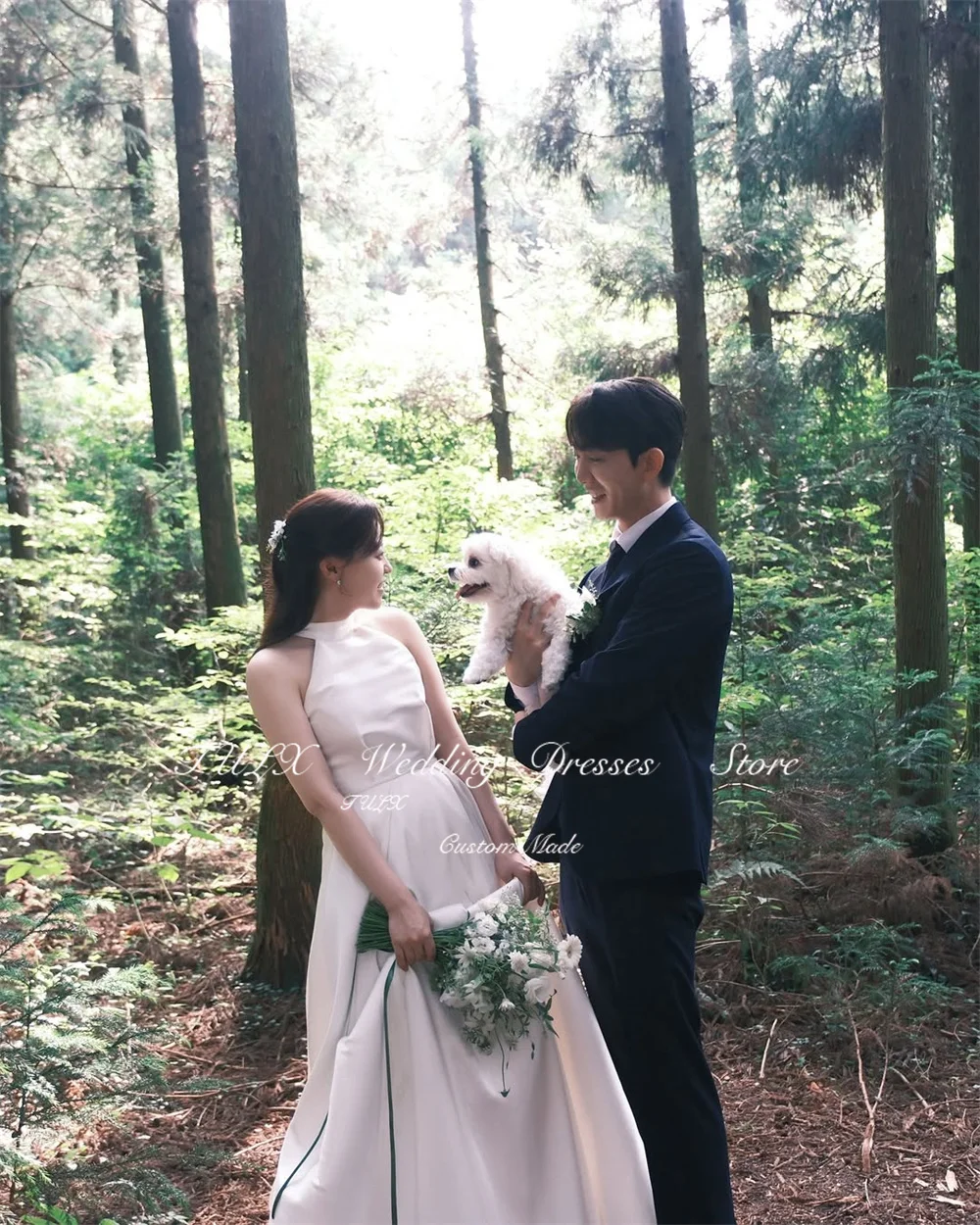 TULX Prosta suknia ślubna w kolorze kości słoniowej, koreańska sesja zdjęciowa, halter, bez rękawów, długość do podłogi, suknie ślubne z gorsetem, 웨딩드레스, możliwość personalizacji, 2025