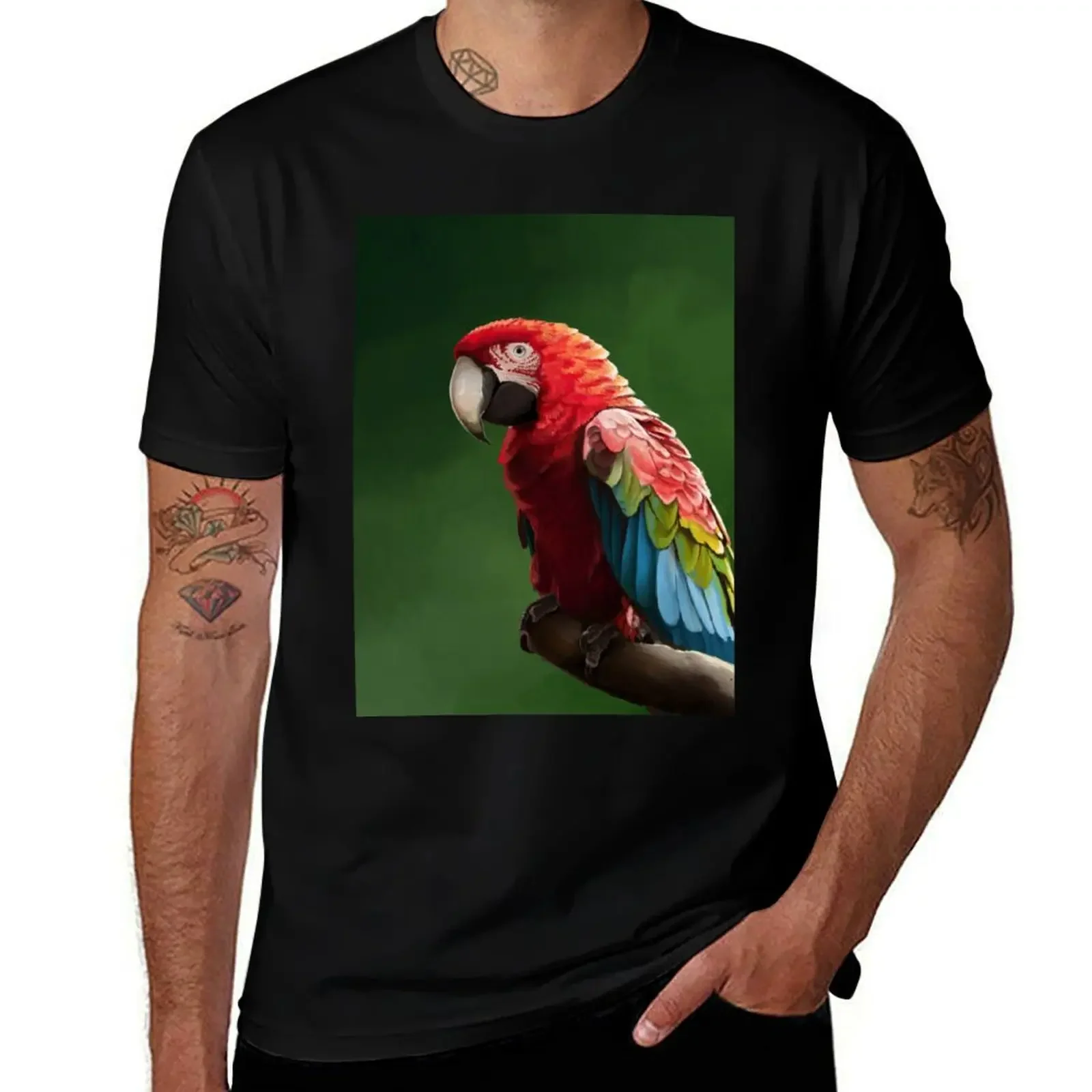 Green-wing Macaw T-Shirt heavyweights anime tshirt funny meme t-shirts custom t-shirts mens t shirts casual stylish