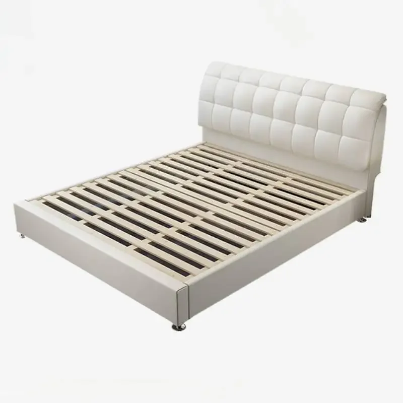 Pretty European Queen Bed Tall Headboard Elegant Solid Wood Frame Bed Bases Nightstands Modern Lit 2 Personnes Furniture Home