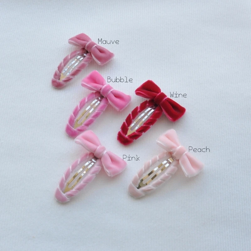 10Pcs/Lot  Snap Hair Clip With Mini Bows Velvet Bow Hairpins For Baby Girl Cute Hair Barrettes Toddler Hair Accessory