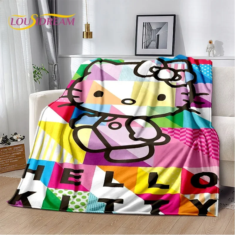 귀여운 헬로 키티 만화 산리오 고양이 담요, 플란넬 소프트 스로우 담요, 가정 침실 침대 소파 피크닉 사무실 어린이 선물 소녀, 3D