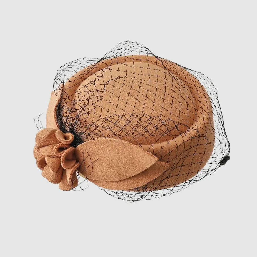 

Teardrop Hat Vintage Mesh Topper Hat Flower Solid Color Pillbox Hat Retro Charm Airline Stewardess Caps Fashion Show