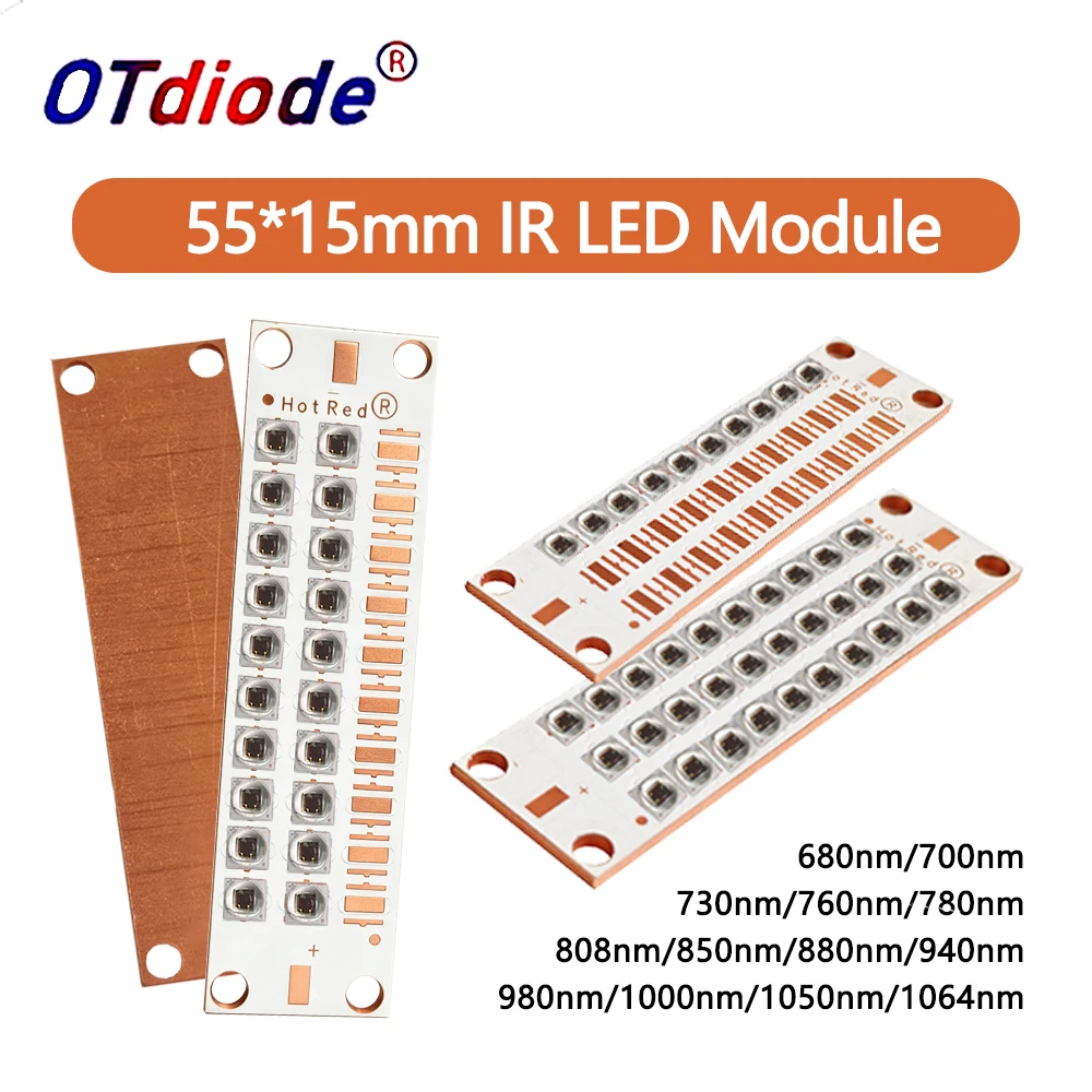 Infrared High Power LED Chips IR 660nm 700nm 730/760/780/850/880/905/940/980/1050/1064nm Diode 10W 30W 50W 60W 100W Light Lamp