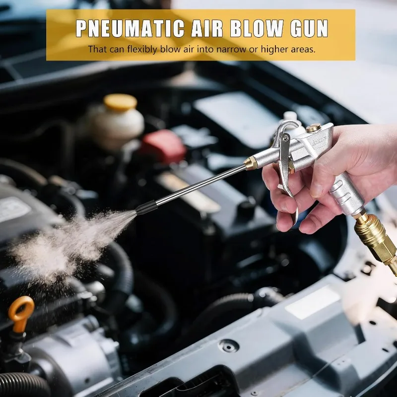 Aluminum Alloy Air Blow Gun with Brass Adjustable Air Nozzle Air Tool Air Compressor Accessories with Air Nozzle Hose Industrial
