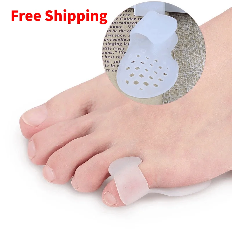 2PCS=1Pair Silicone Small Toe Corrector Separator Adjuster Orthopedic Finger Little Toe Protector Straightener for Feet Care