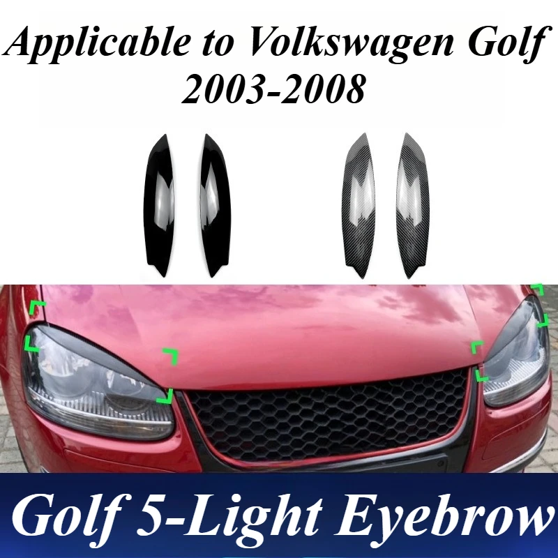 

For VW Golf MK5 GTI 2003-2008 Headlight Lid Trim Cover Strip Auto Styling Tape ABS Glossy Black UV Protection Exterior Accessory