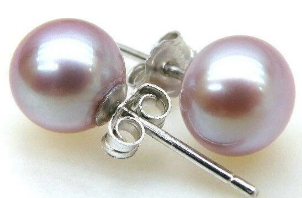 PAIR PERFECT ROUND AAA 9-10MM AUSTRALIAN SOUTH SEA PURPLE LOOSE PEARL EARRING  925 sterling silver  pearl