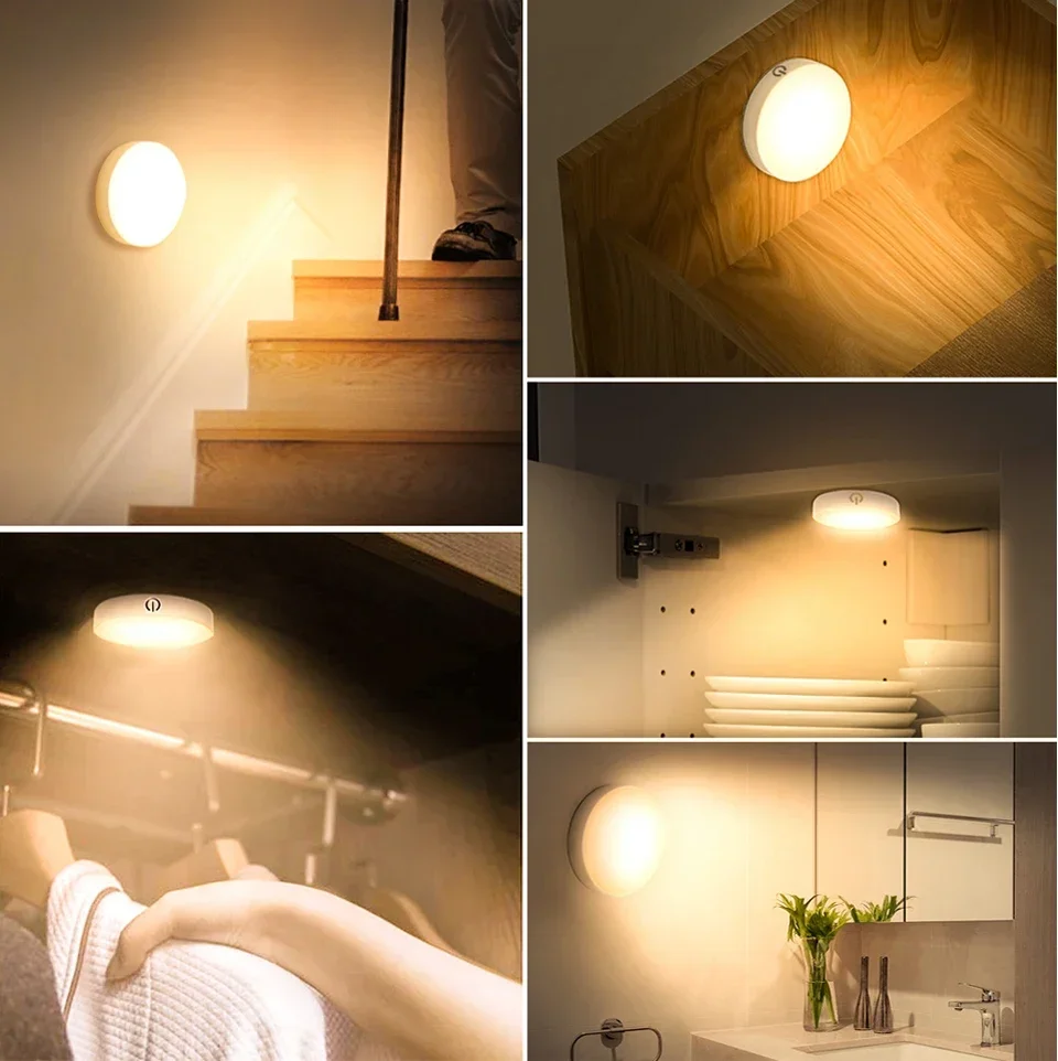 Led Bedroom Lamp Kitchen Stitch Cabinet Wall Light Mood. Suitable for Home USB Rechargeable PIR Motion Sensor Night Light Lights