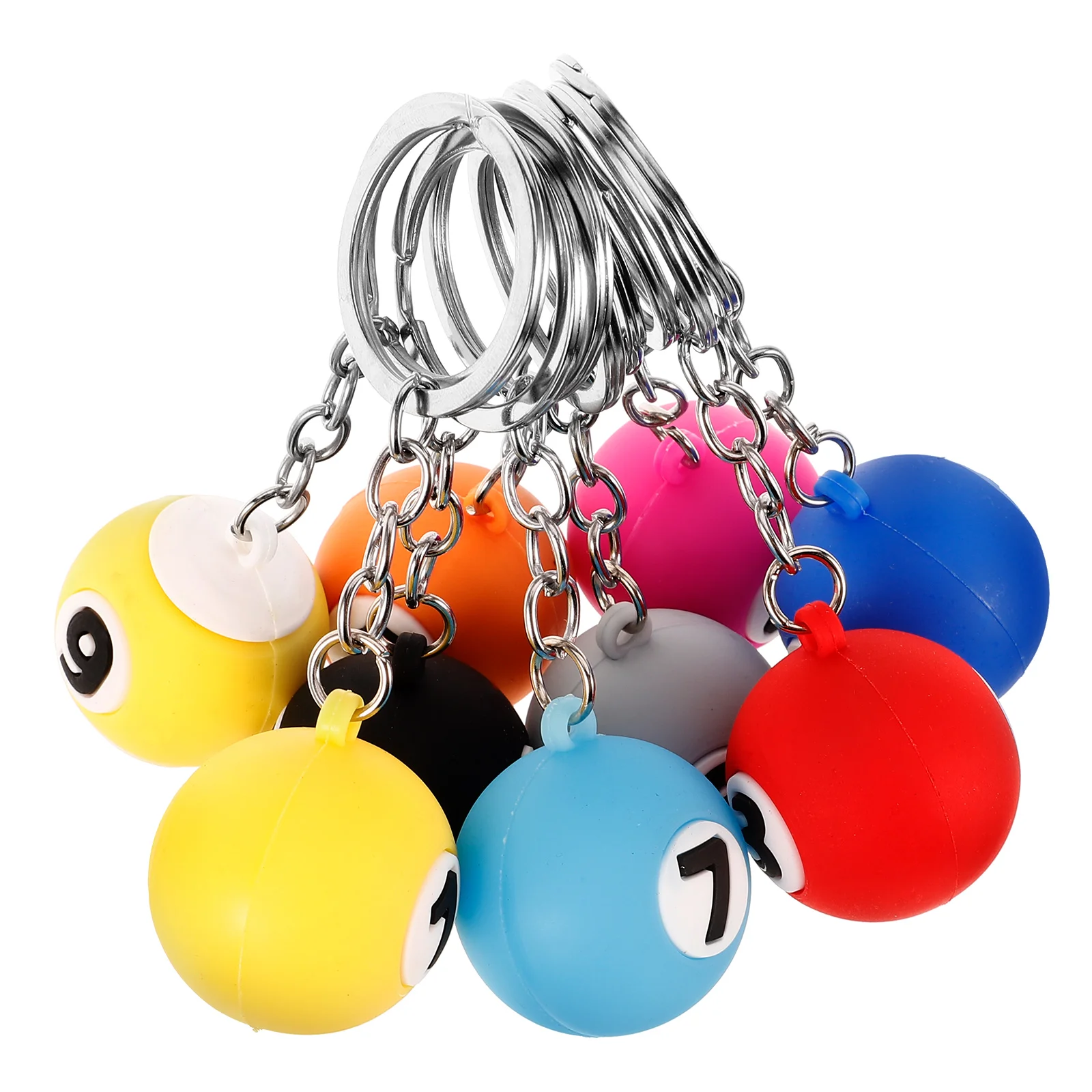 

Hanging Billiards Keychains Bowling Pin Rings Decorative Pool Table Pvc Soft Glue