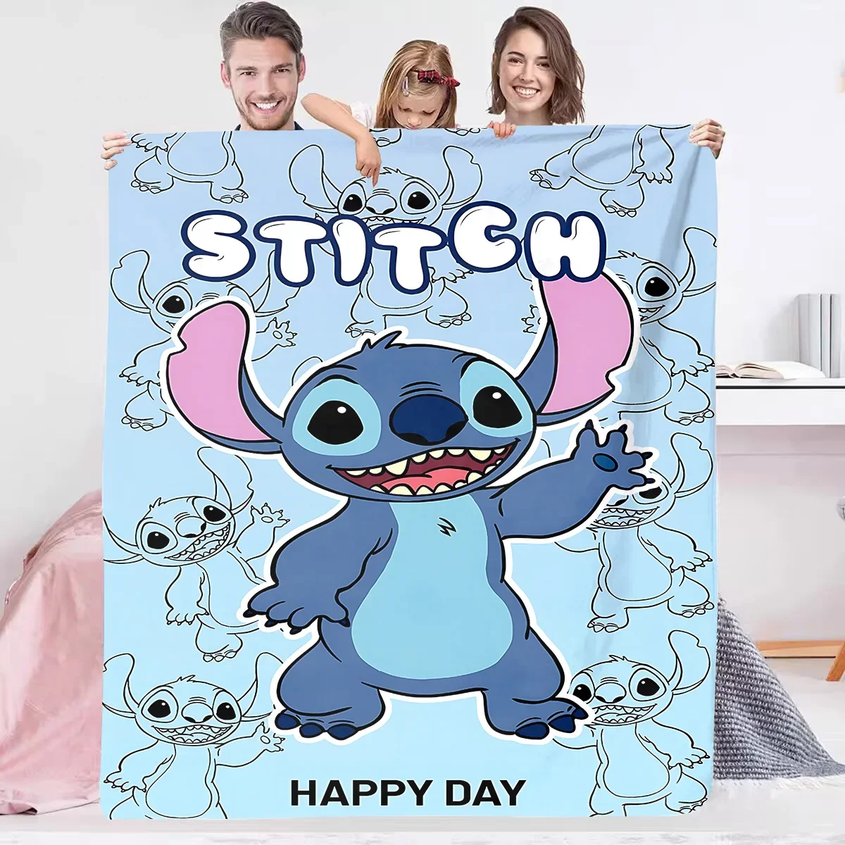 

Benutzerdefinierte Decke Stich und Engel Doppelbett Decken für Baby Sommer Tröster Tagesdecke die Anime Home Dekoration Kühlsofa
