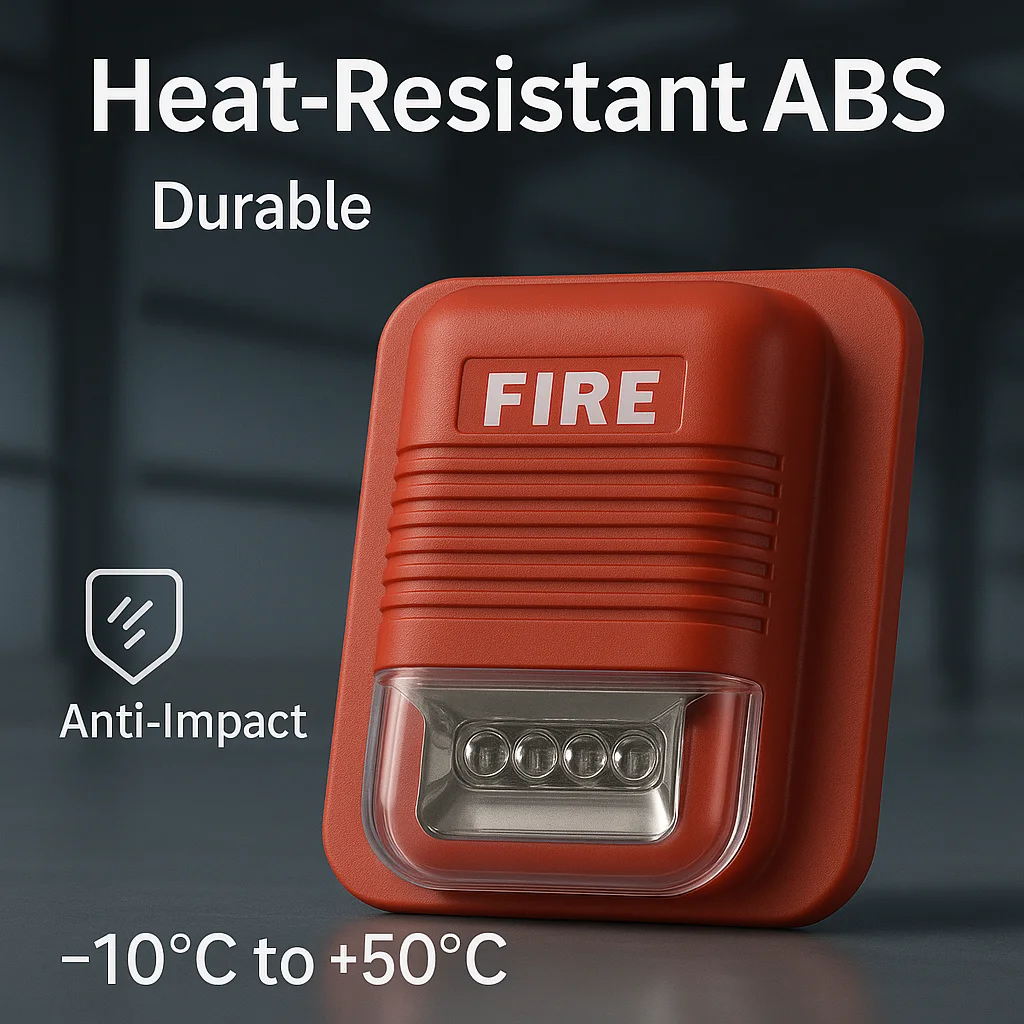 120dB Fire Alarm Strobe · High-Intensity 6-LED Flash · Wide-Angle Warning Light · Low-Power DC9–24V for Home & Industrial Use