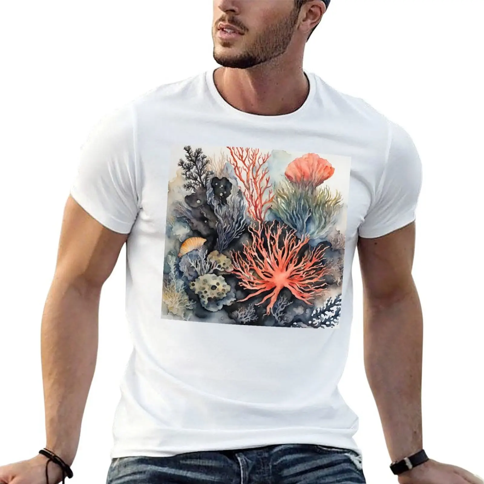 Sea flowers and coral abstract art T-Shirt graphic tee shirt shirts graphic tees mens fashion