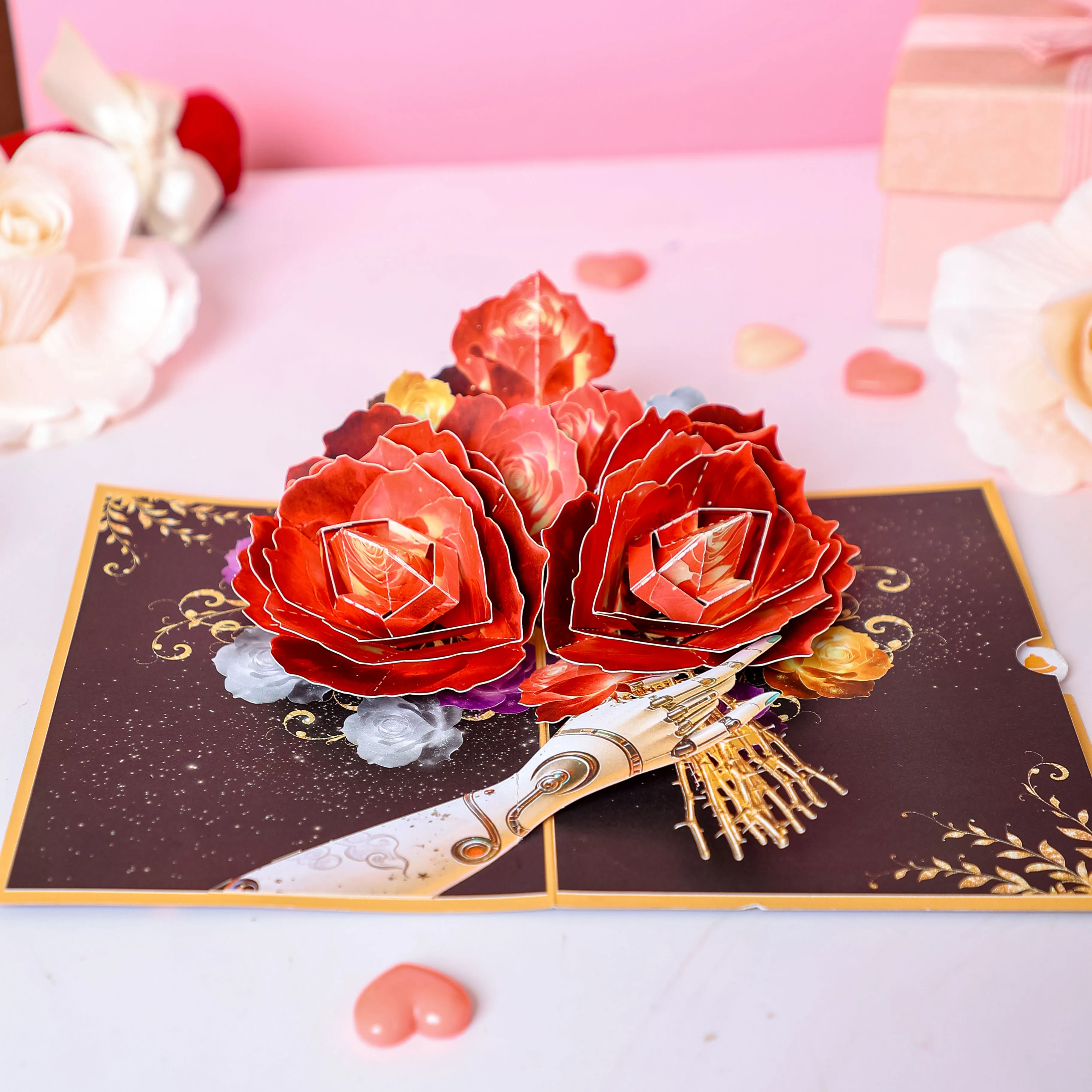 Lebendige 3D-Grußkarte mit Rosenmotiv, Perfekt für Geburtstage, Jahrestage und Andere Anlässe