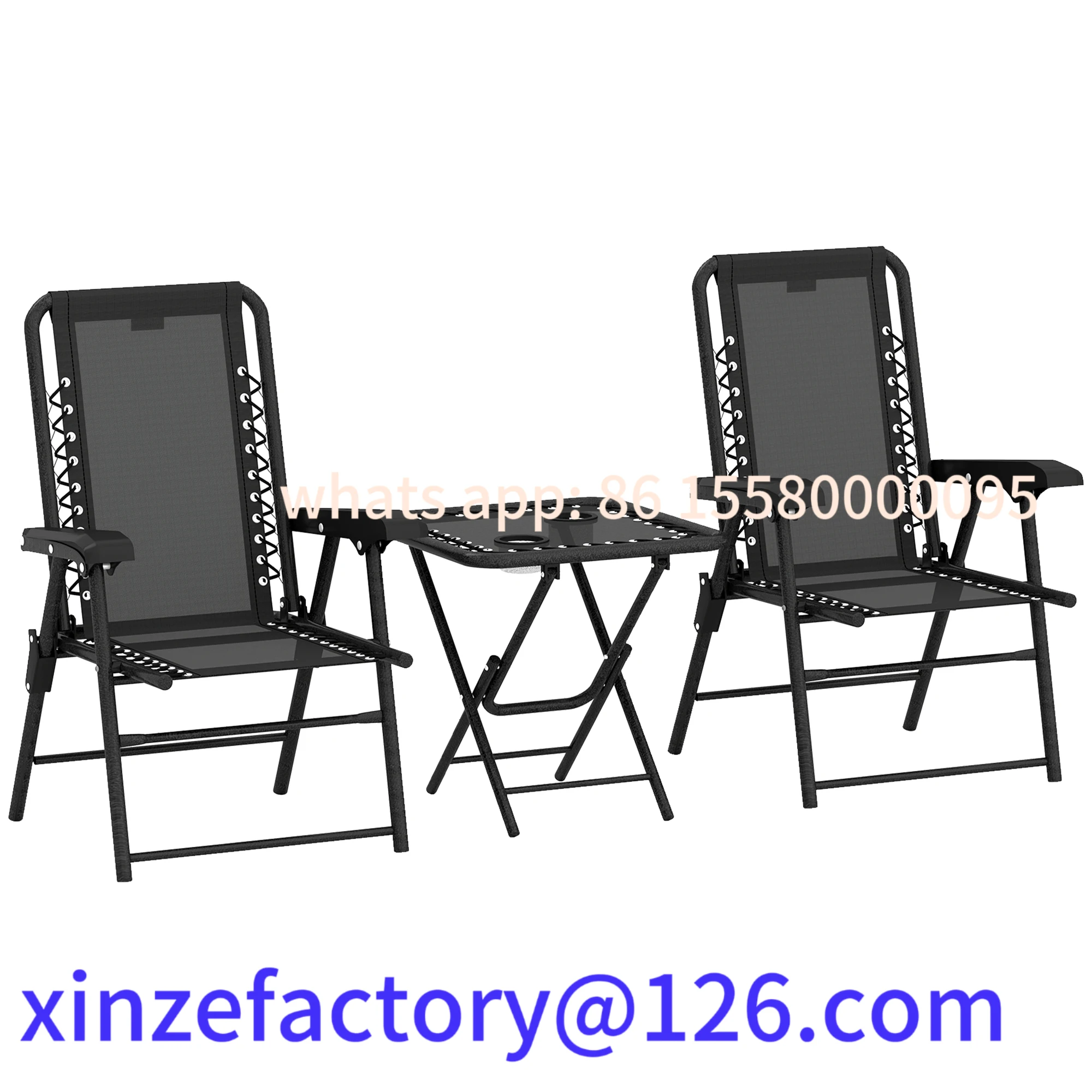 

Customizable Outsunny 3 Pieces Garden Bistro Set, Folding Table Metal Garden Furniture with Cup Holders