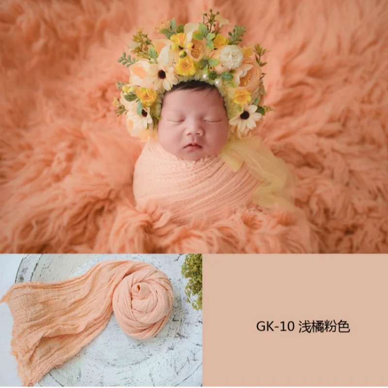 Newborn Basket Photography Props Soft Cotton Gauze Baby Swaddle Blanket Infant Studio Photo Seersucker Wrap Backdrop Accessories