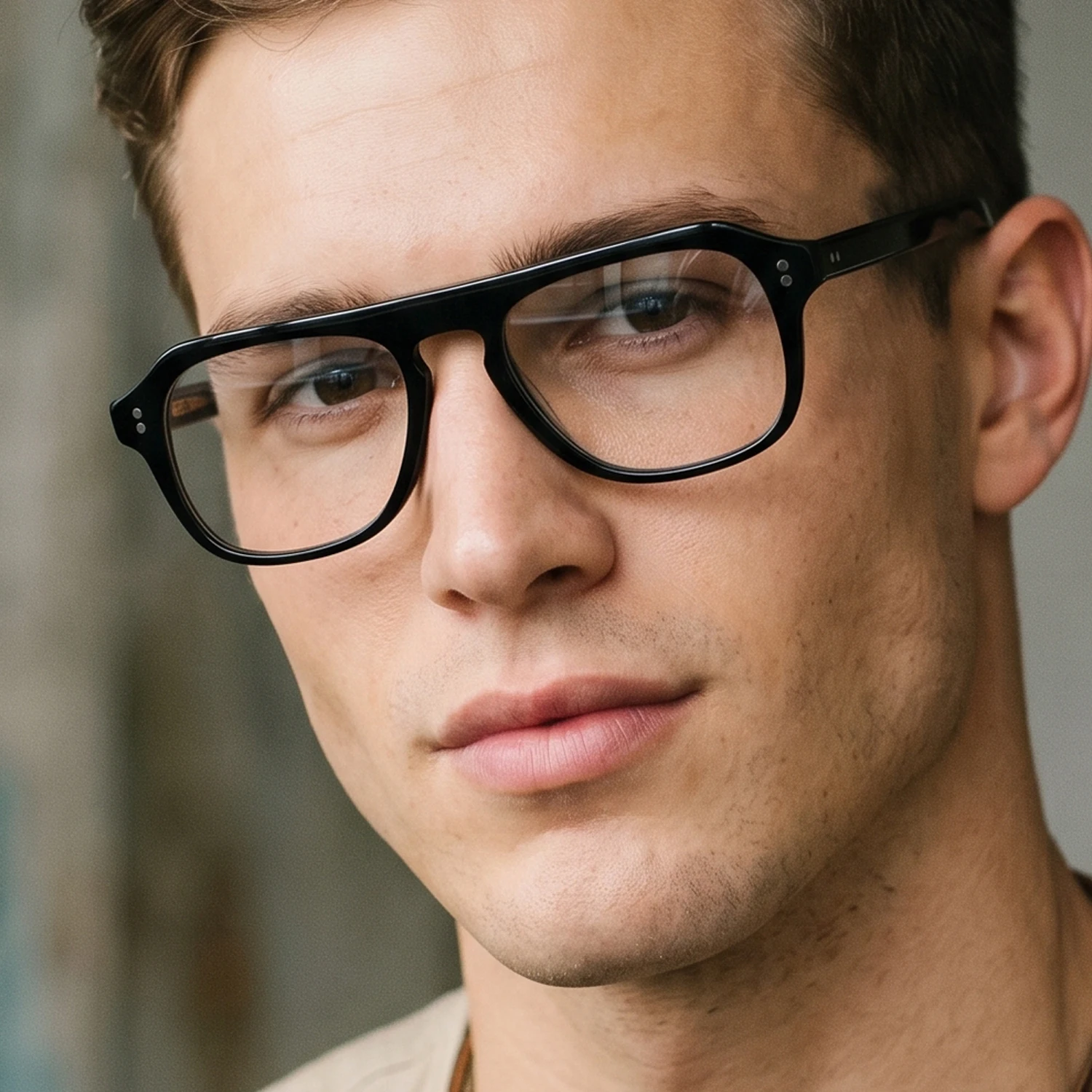 Kingsmen Eyeglasses Frame for Men Vintage Pilot Keyhole Acetate Optical Eyewear Trendy Crystal Honey Prescritption Spectacles