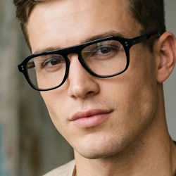 Kingsmen Eyeglasses Frame for Men Vintage Pilot Keyhole Acetate Optical Eyewear Trendy Crystal Honey Prescritption Spectacles