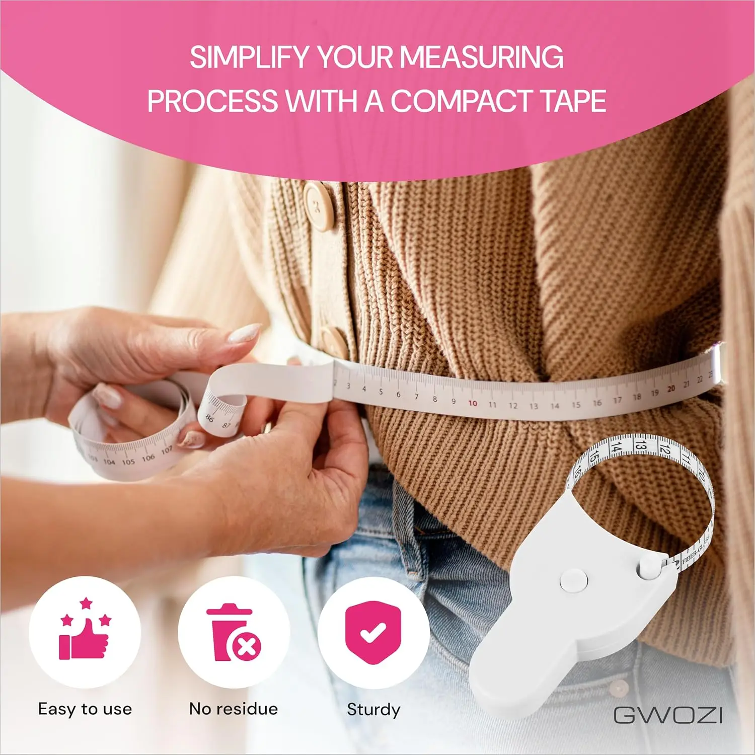 1 قطعة مزدوجة الجانبين التلقائي تلسكوبي أشرطة القياس مرنة الجسم شريط القياس الذاتي تشديد لينة قياس حاكم للياقة البدنية #5