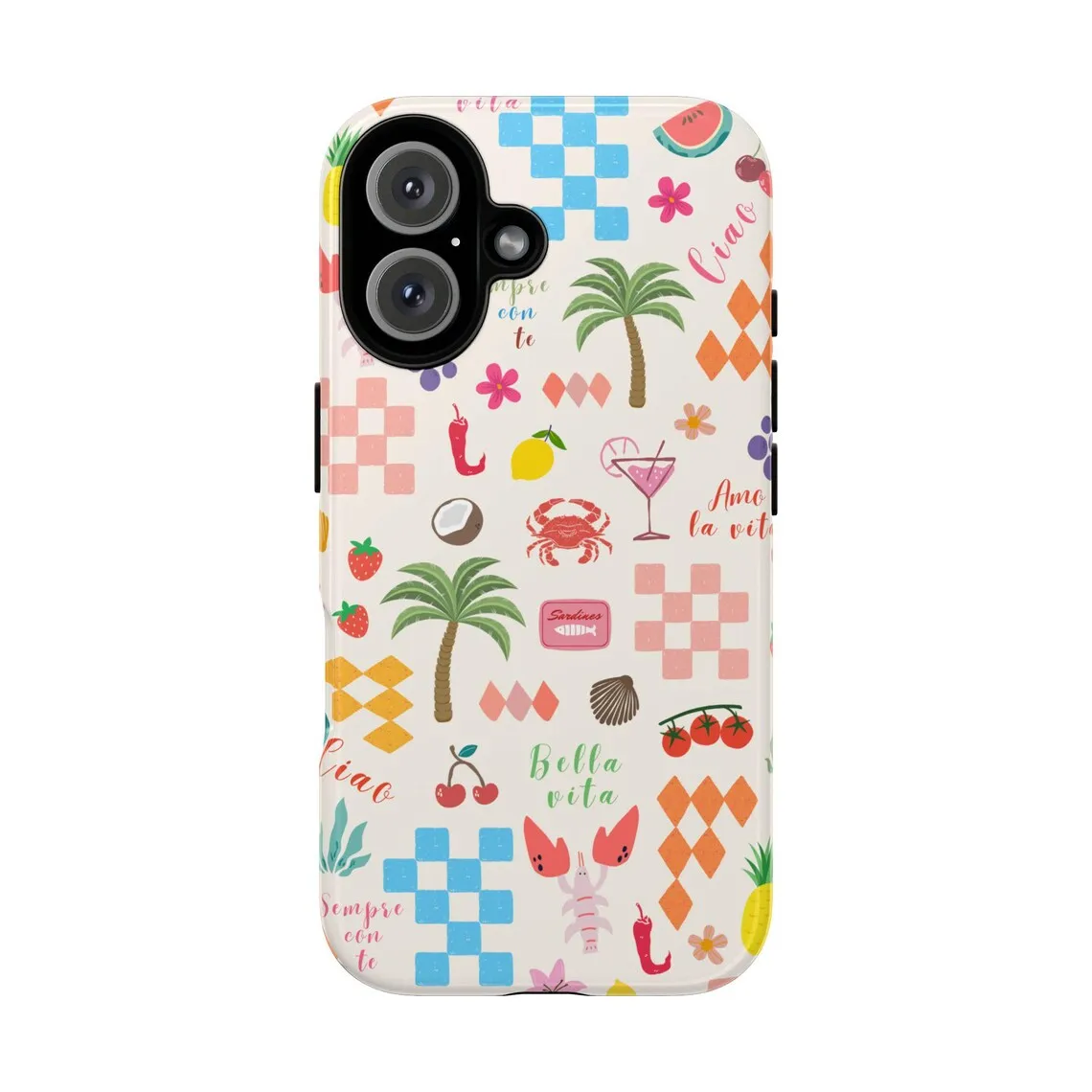 

Summer Coconut Tree Luxury Design Phone Case for iPhone 17 16 15 14 13 12 11 7 8 Air Pro Max Plus Luxury Double-layer Back Cover