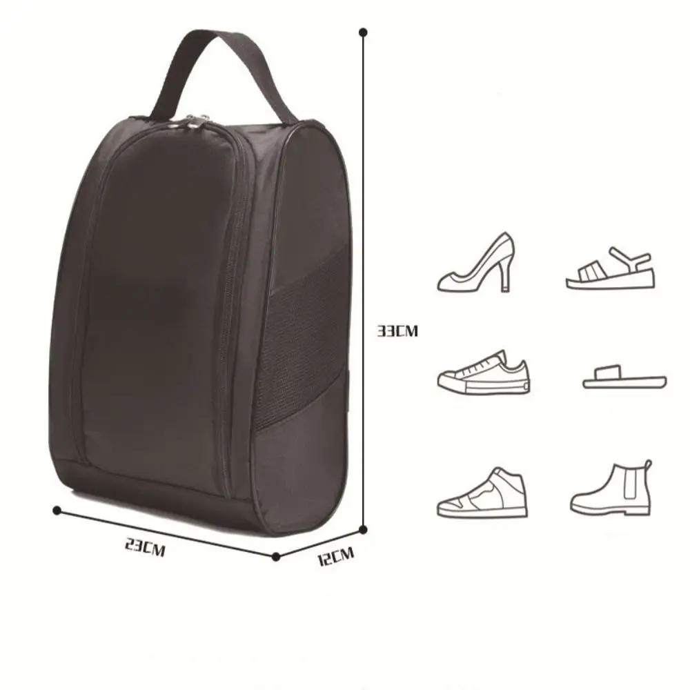 Portable Hand-Held Shoe Carrier Bag Lightweight Oxford Cloth Shoe Storage Bag with Zipper Breathable Golf Shoe Bag