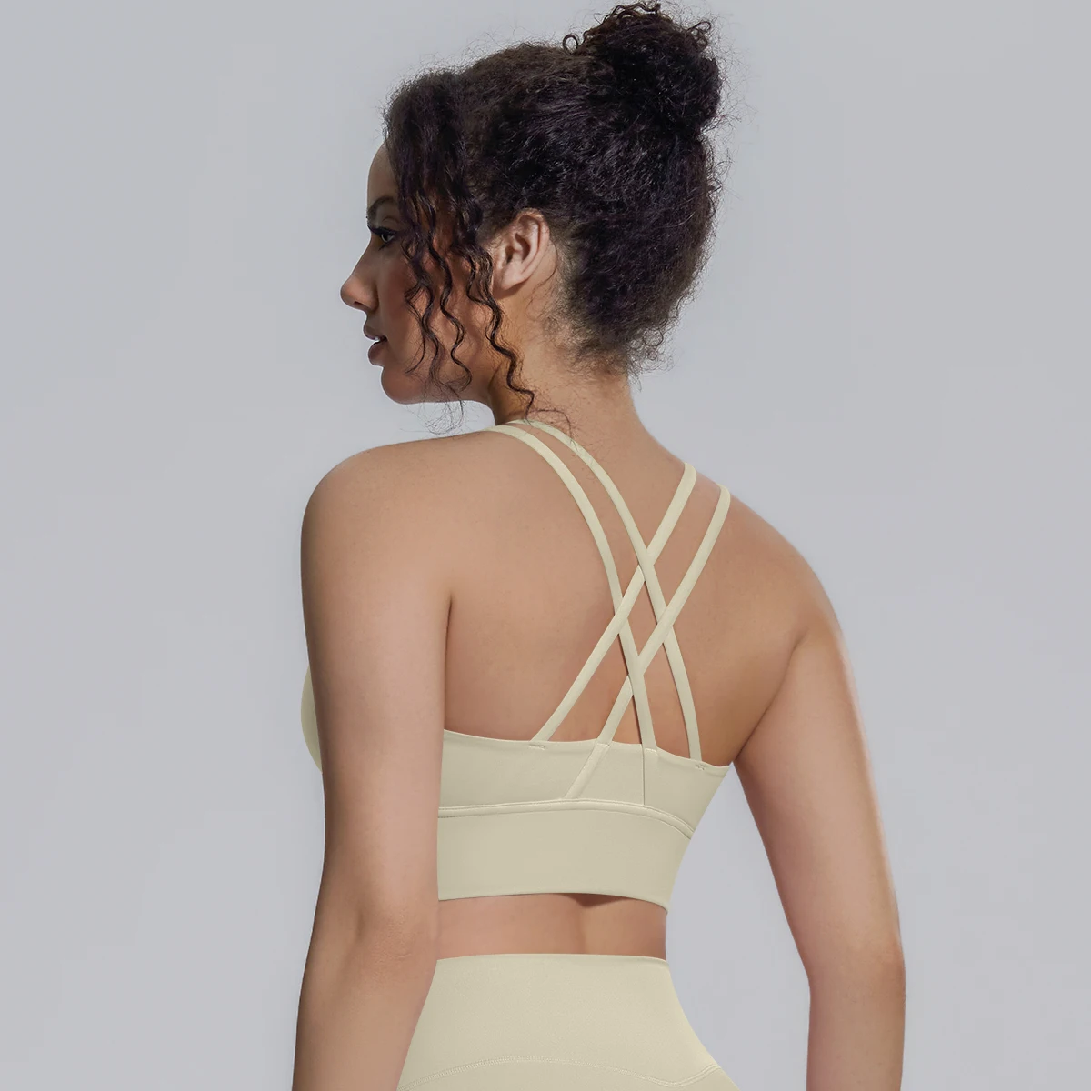 Damen Einfarbiger Schöner Rückenfreier Yoga-BH Yoga-Unterwäsche mit Brustpolster Sommer Fitness Sport Stoßfester Workout-Top Sexy BH – Detail 21