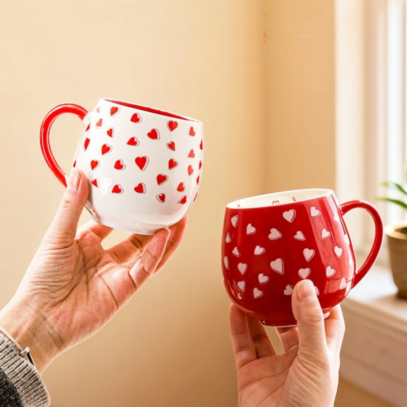

Керамическая кружка 370 мл, многоразовая кофейная чашка в форме сердца, для кофе/молока/сока, для дома/ресторана/в подарок, чашка для кофе и молока