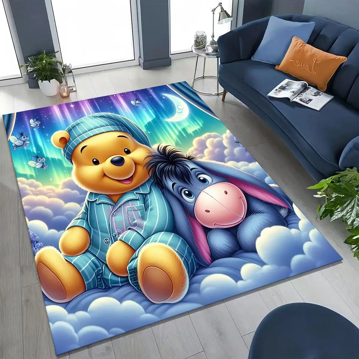 

27 Style Cute Winnie Pooh Bear Cartoon Rug for Bedroom Living Room Sofa Home Doormat Decor, Large Kids Play Non-slip Floor Mat
