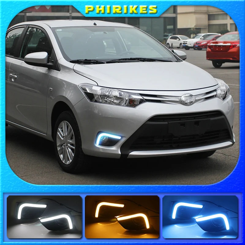 

LED DRL Daytime Running Light for Toyota Vios 2014-2016 Fog Lamp Cover with Turn Signal Light