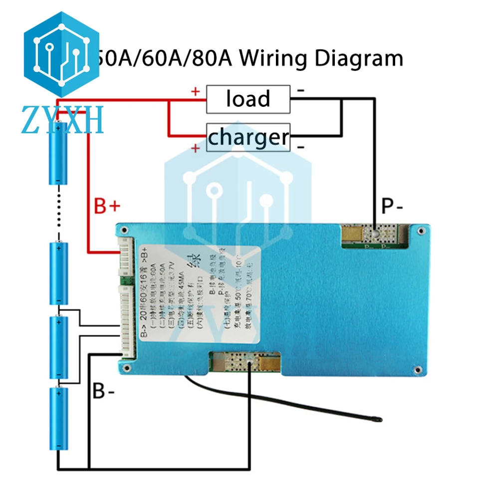 BMS 18S 57.6V 75.6V 120A 100A 80A 60A 50A 40A Li-ion 18650 Battery Charge Board NTC Temperature Protection Balanced For Ebike