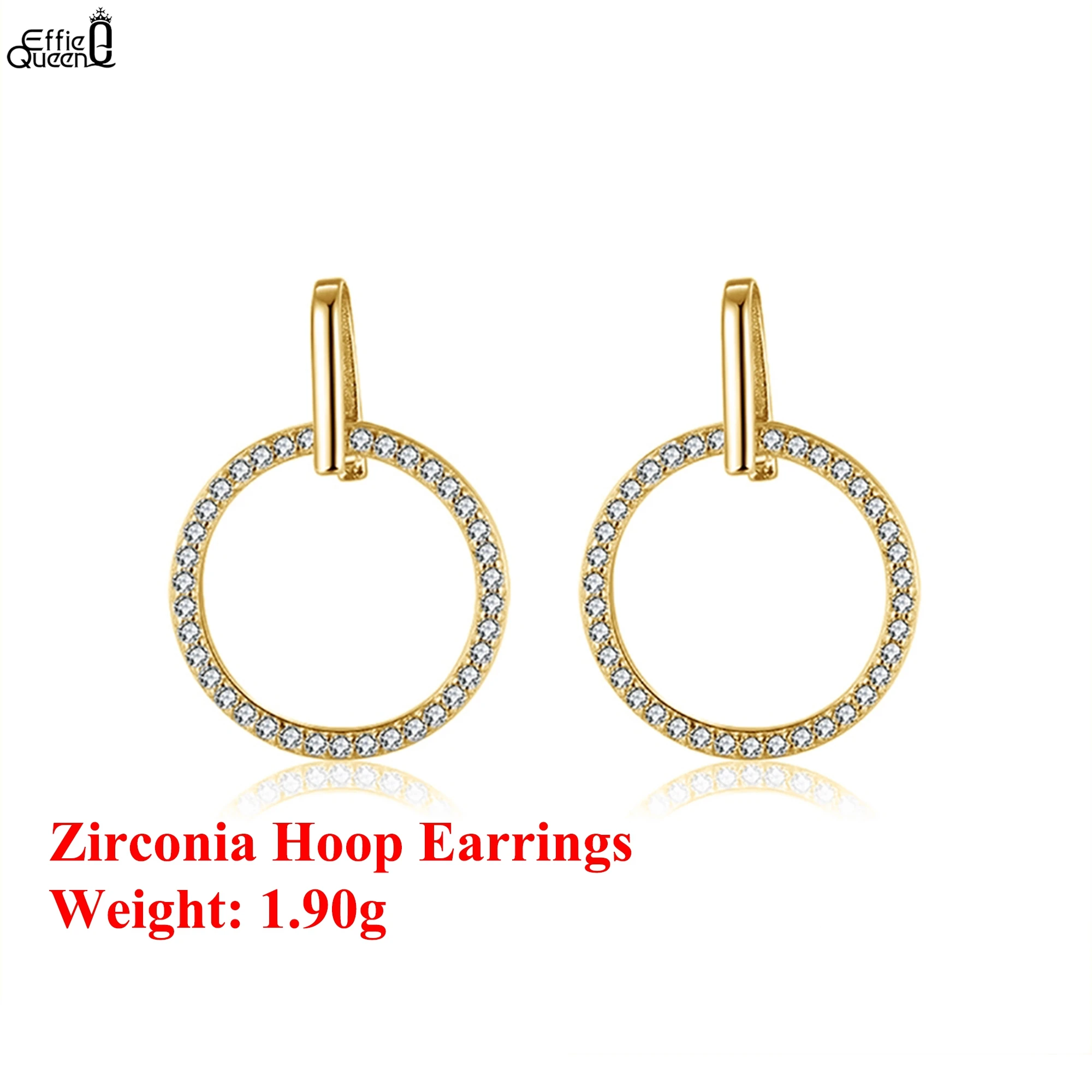 

Серьги-кольца Effie Queen из стерлингового серебра 925 пробы с сверкающим кубическим цирконием AAAA, дизайн U-образной пряжки APE23