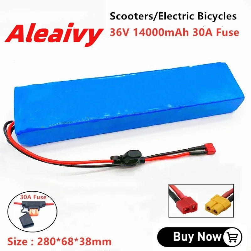 

New 36v Battery Pack 14ah Electric Bicycle 10S3P 500W High Power and Capacity 36V E bike Scooter With 30A Fuse XT60 And T Plug