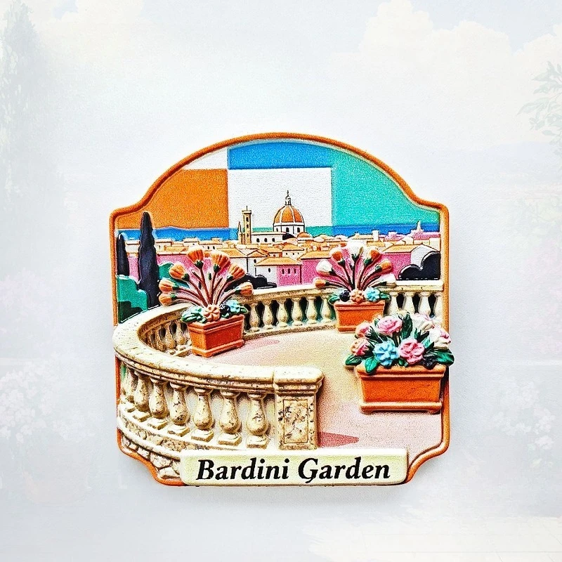 Florence Bardini Fridge Magnet - Elegant 3D Italian Garden Souvenir Unique Tuscan Gift for Travel & Romantic Home Decor