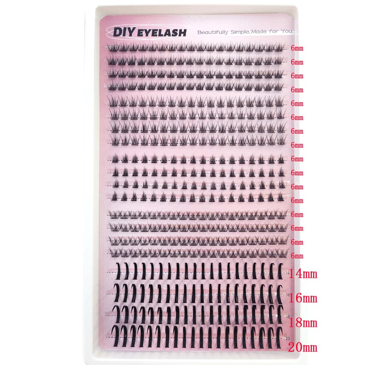 20 filas de pestañas inferiores y grupos de pestañas puntiagudas grupos de pestañas individuales grupos de pestañas puntiagudas extendidas DIY dibujos animados st