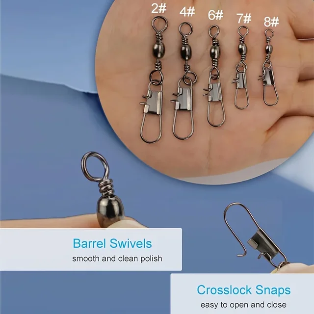 210pcs Barrel Fishing Swivel Connectors, Double Loop Secure Snap Pin Tackle, Smooth Rotation Swivels for Freshwater & Saltwater 5 210pcs Barrel Fishing Swivel Connectors, Double Loop Secure Snap Pin Tackle, Smooth Rotation Swivels for Freshwater & Saltwater 5