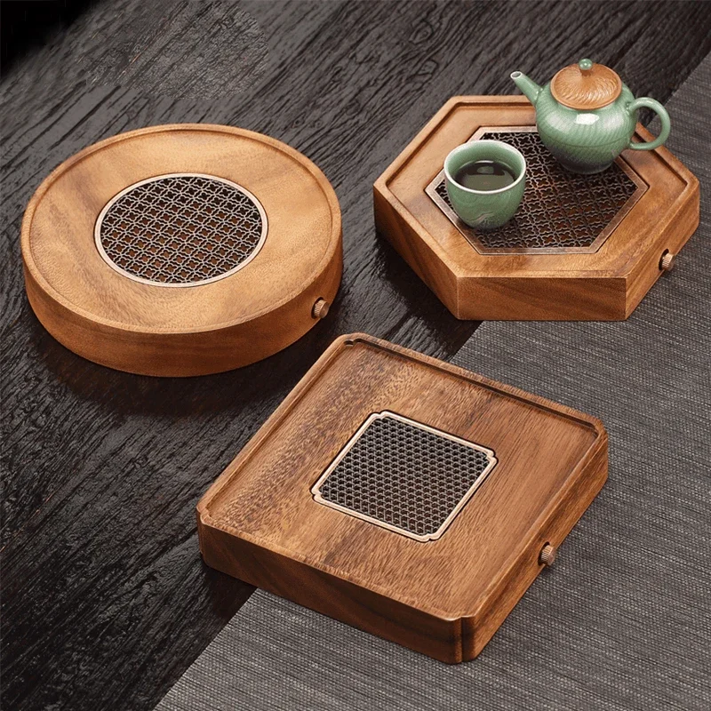 

Rectangle Wooden Tea Tray Ceremony Tools Living Room Hospitality Valet Tea Tray Drainage Vintage Bandejas Lounge Suite Furniture