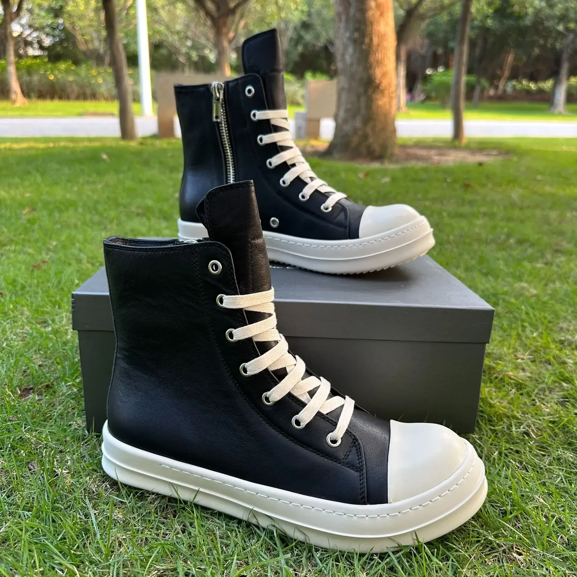 Ro Damen Stiefel Schuhe Sommer neue große Mode lässig vielseitige Paare dicke Sohle High Top Echt leder Board Schuhe